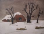 Verkocht.Bottema.Tjeerd Bottema.1884-1978."Wintergezicht bij Laren".